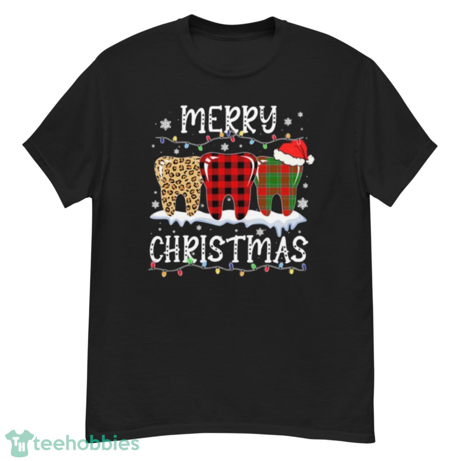 Merry Christmas Teeth Buffalo Leopard Plaid Santa Claus Hat Shirt - G500 Men’s Classic T-Shirt