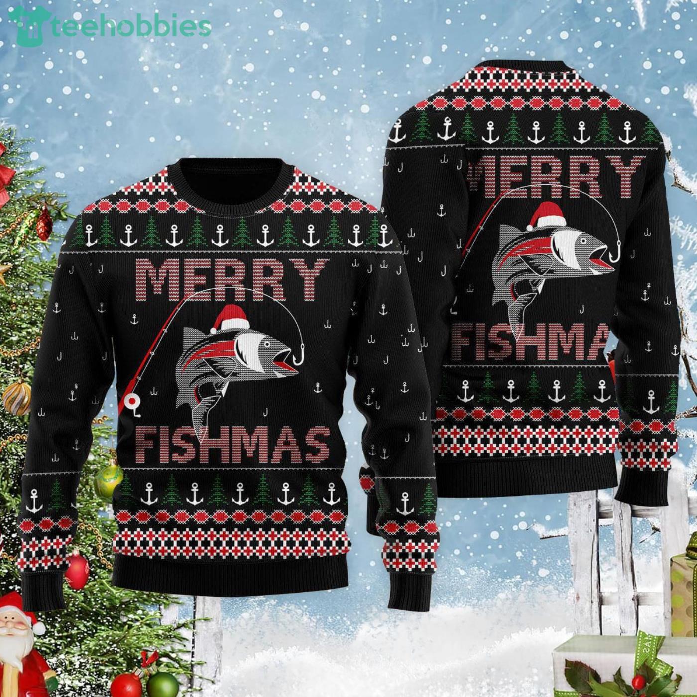 Merry Fishmas Christmas Fift Ugly Christmas Sweater