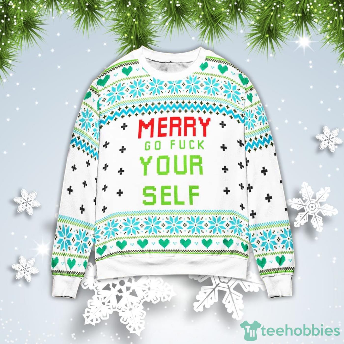 Merry Go Fck Yourself Christmas Gift Ugly Christmas Sweater Product Photo 1