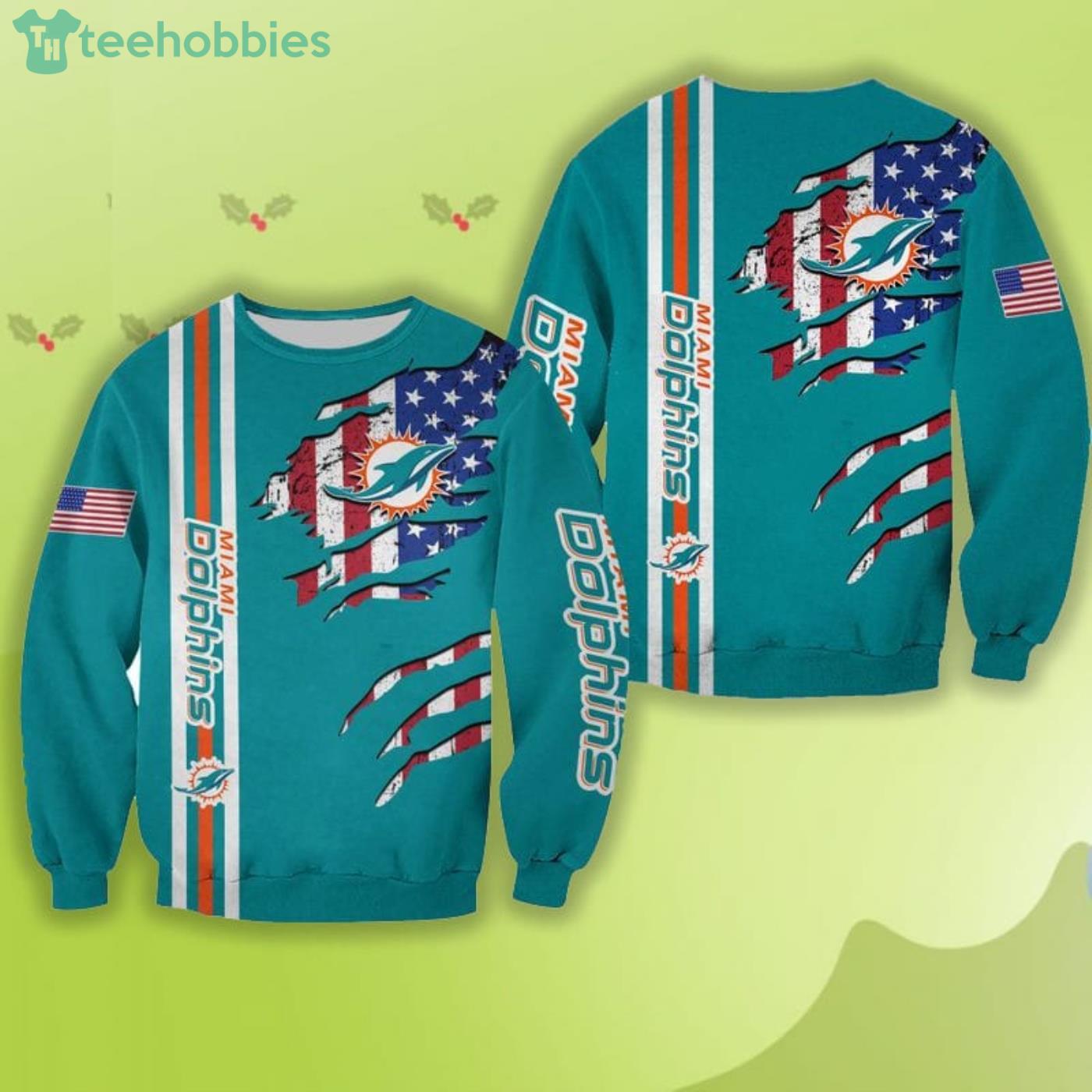 NFL Miami Dolphins Camo And US Flag Pattern All Over Printed 3D Shirt