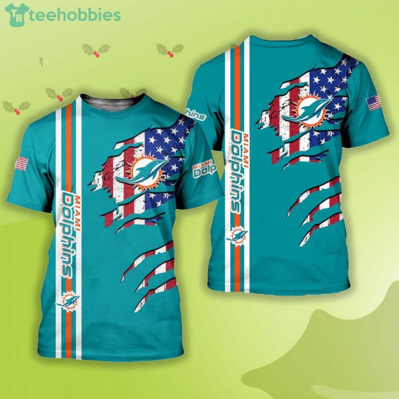 NFL Miami Dolphins All Over Print 3D T Shirt USA Flag Camo