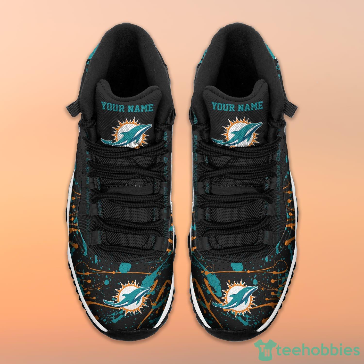 Miami Dolphins Custom Name Air Jordan 11 Sneakers Shoes