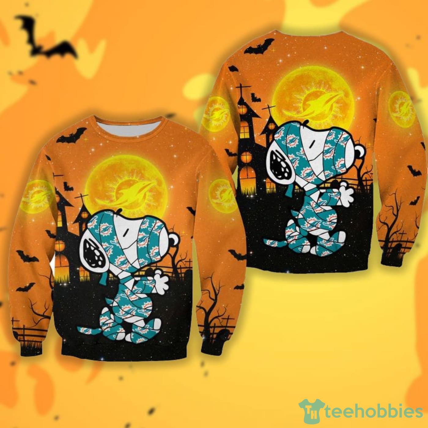 Miami Dolphins Snoopy All Over Printed 3D T-Shirt Hoodie Sweatshirt Bomber  For Sport Fans