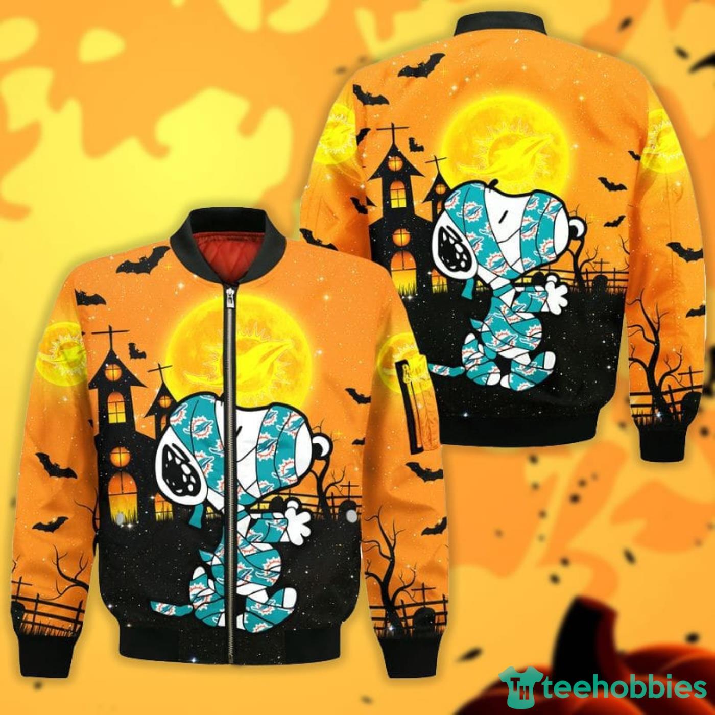 Miami Dolphins Snoopy All Over Printed 3D T-Shirt Hoodie Sweatshirt Bomber  For Sport Fans