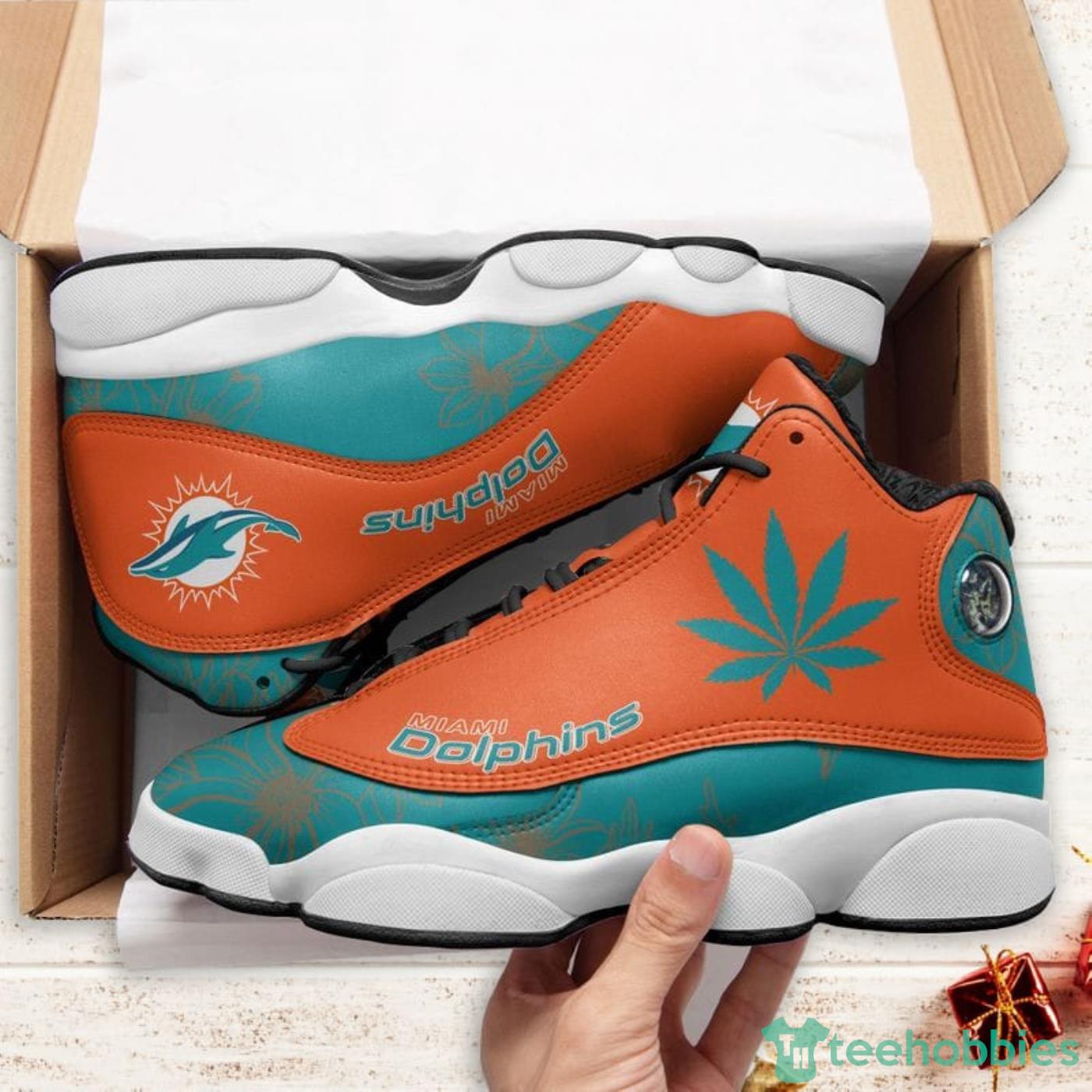 Miami Dolphins Weed Pattern Air Jordan 13 Shoes For Fans Product Photo 2 Miami Dolphins Weed Pattern Air Jordan 13 Shoes For Fans Product Photo 2