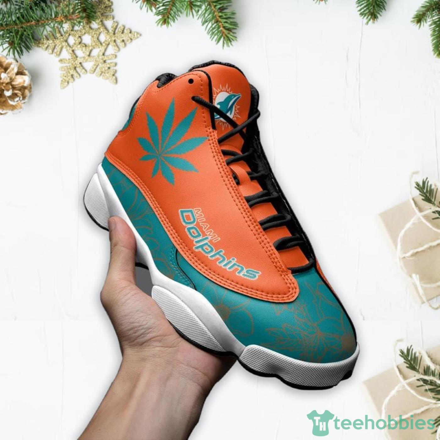 Miami Dolphins Weed Pattern Air Jordan 13 Shoes For Fans image Miami Dolphins Weed Pattern Air Jordan 13 Shoes For Fans Product Photo 3