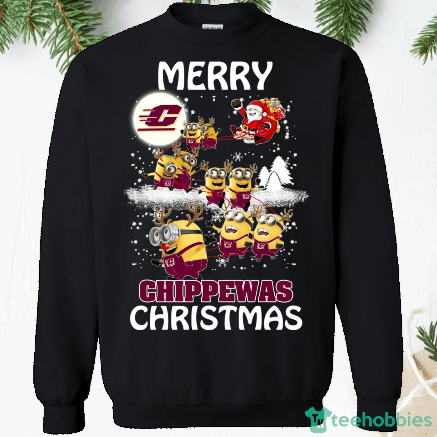 Michigan Chippewas Minions Santa Claus Christmas Sweatshirt Product Photo 1