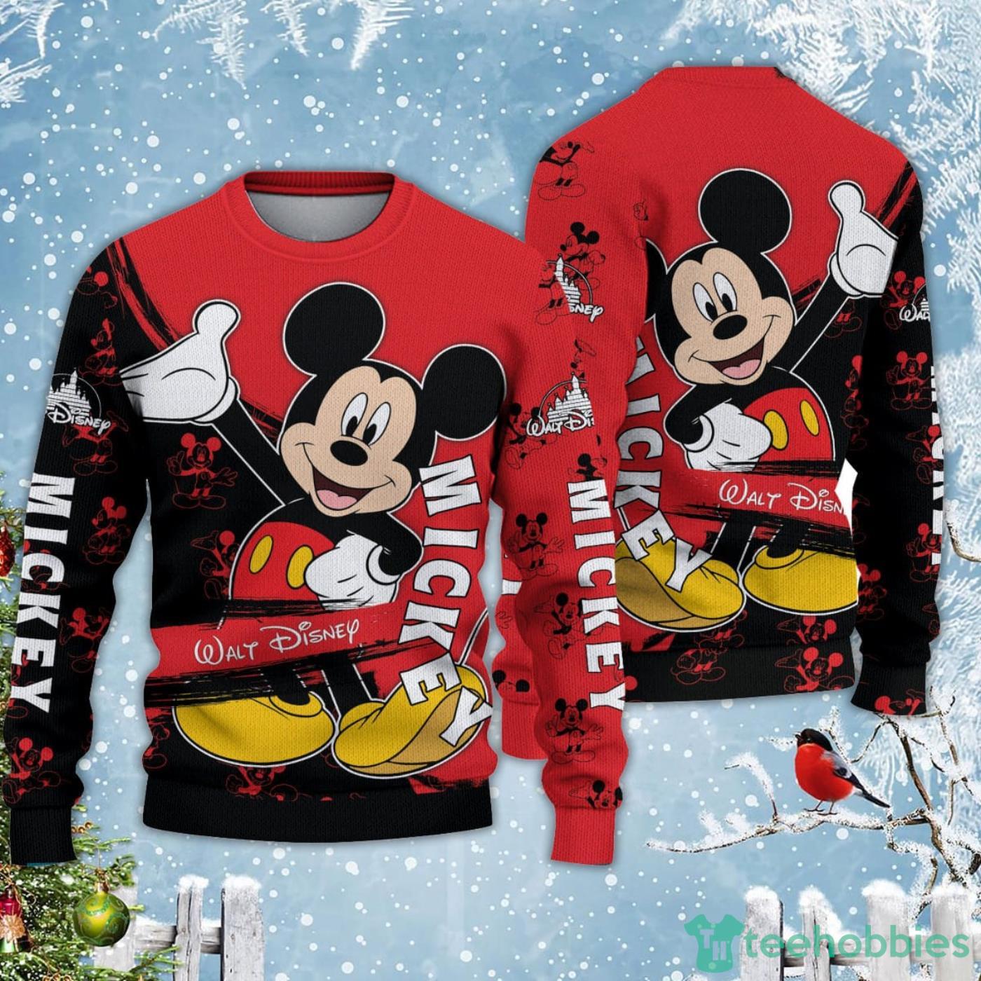 Mickey Mouse Black Red Disney Carrtoon Lover Ugly Christmas Sweater Product Photo 1
