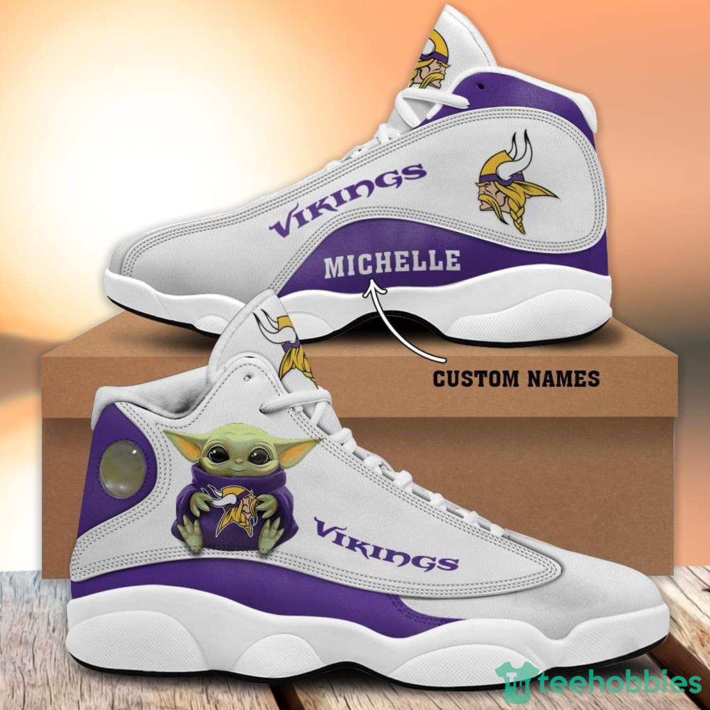 Minnesota Vikings Nfl Air Jordan 13 Custom Sneakers For Fans