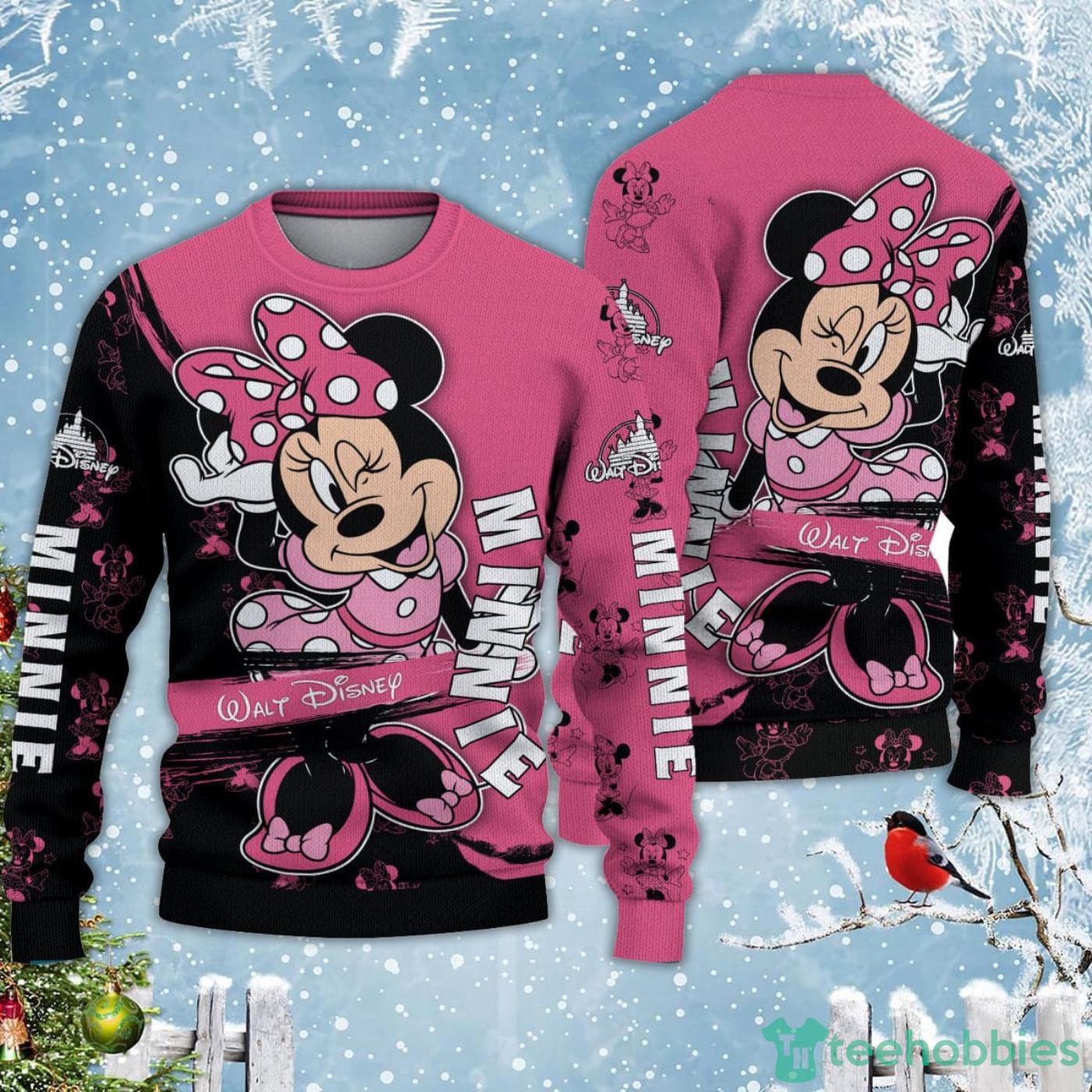 Minnie Mouse Black Pink Disney Carrtoon Lover Ugly Christmas Sweater Product Photo 1