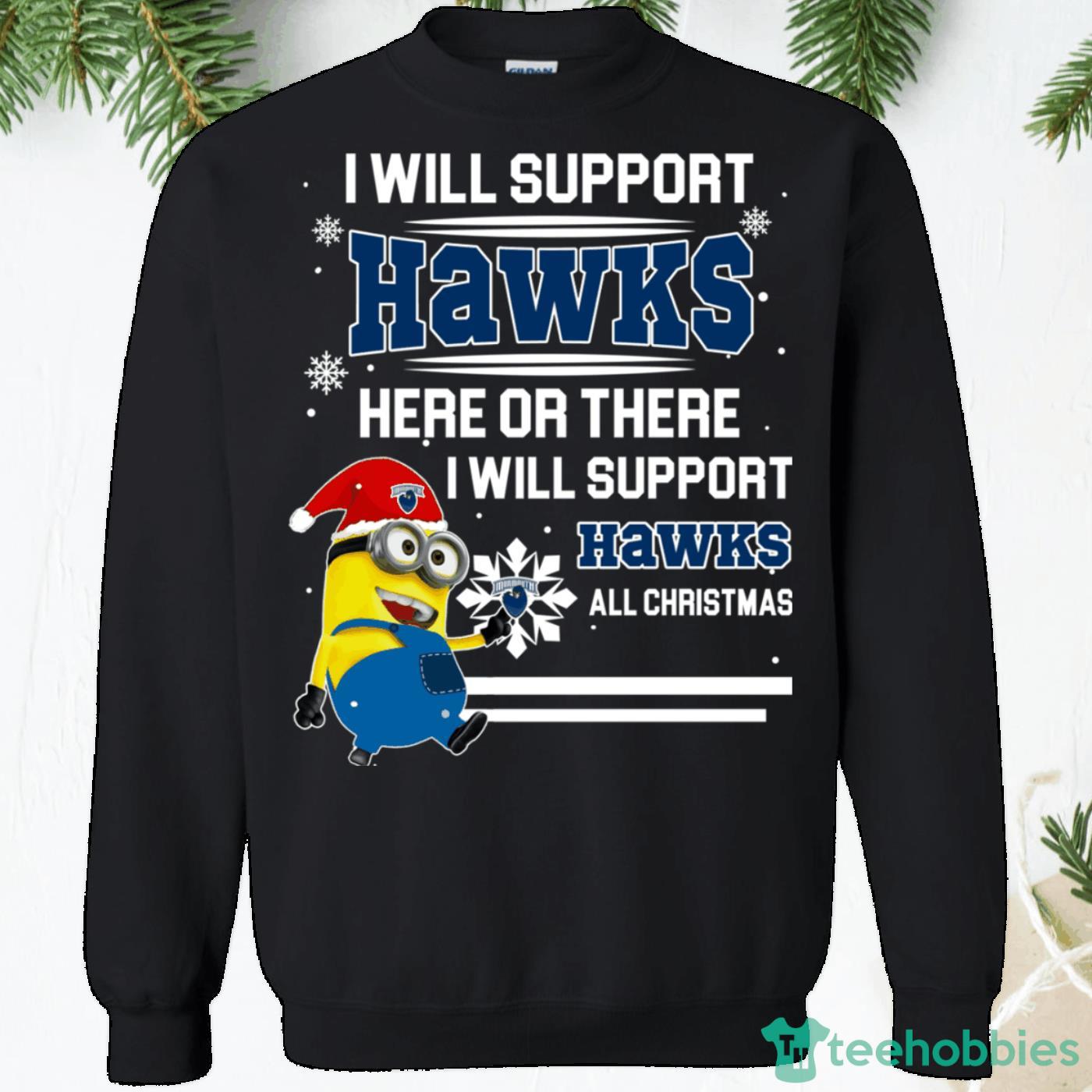 Monmouth Hawks Minion Christmas Sweatshirt Product Photo 1
