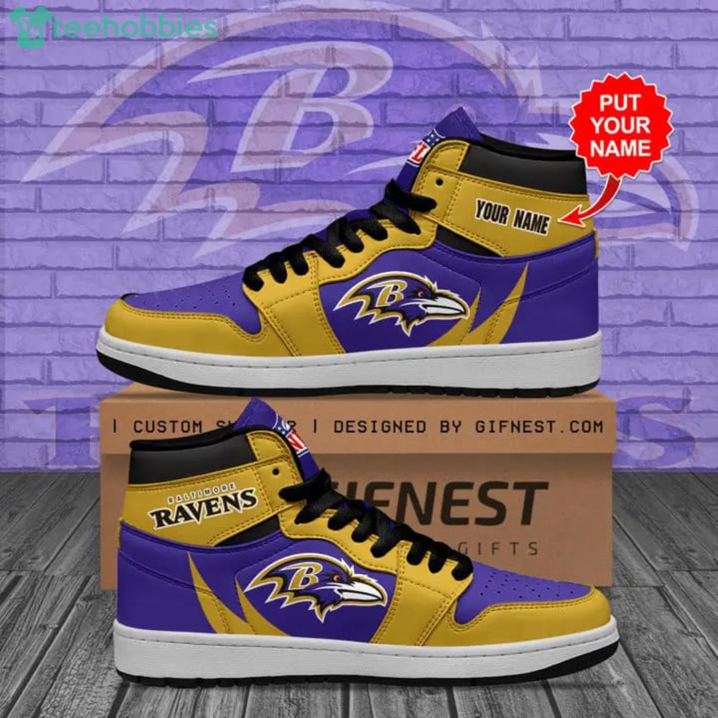 Baltimore Ravens Big Logo NFL Personalized Name Air Jordan 11