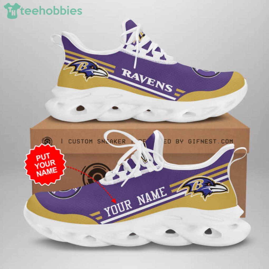 NFL Camo Fishing Baltimore Ravens Custom Name Max Soul Shoes Gift