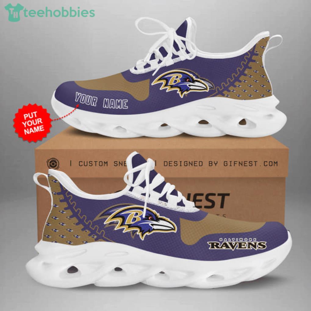 NFL Camo Fishing Baltimore Ravens Custom Name Max Soul Shoes Gift