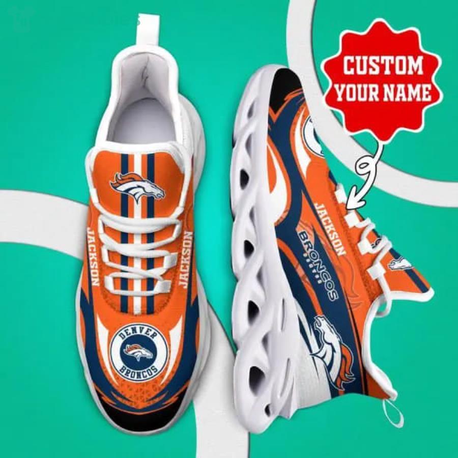 NFL Denver Broncos Custom Name Orange Blue Max Soul Shoes Gift For Fans Sport Product Photo 1