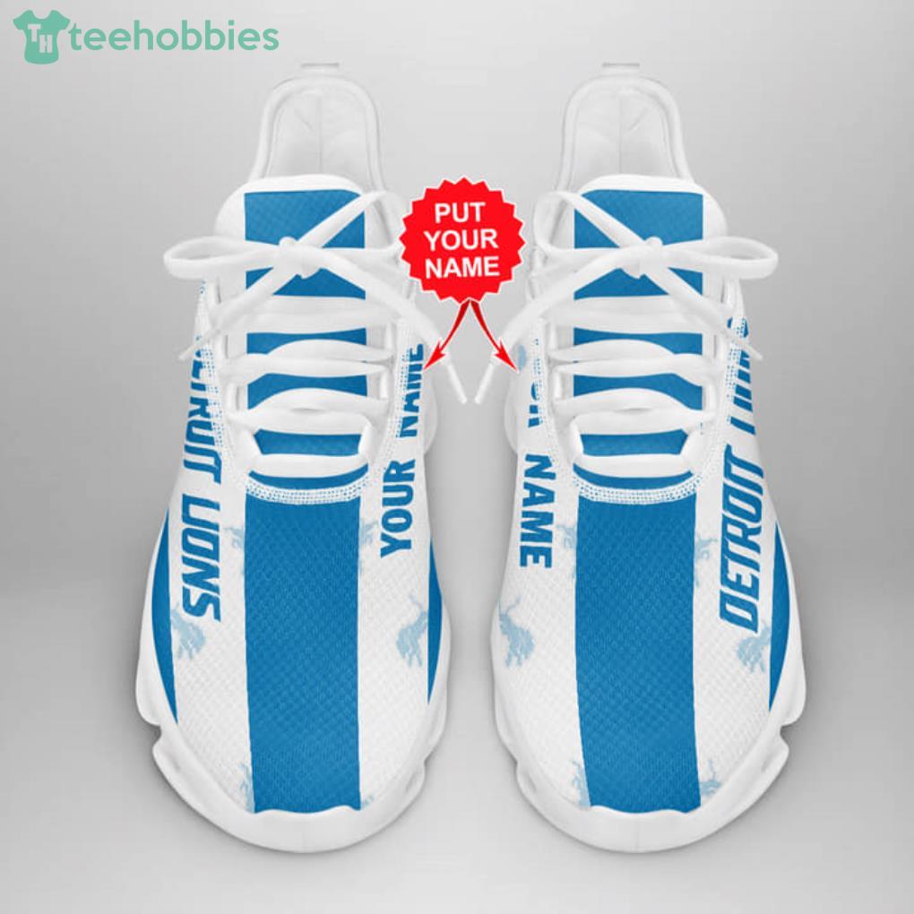 NFL Detroit Lions Custom Name Blue Black Max Soul Shoes Gift For Fans