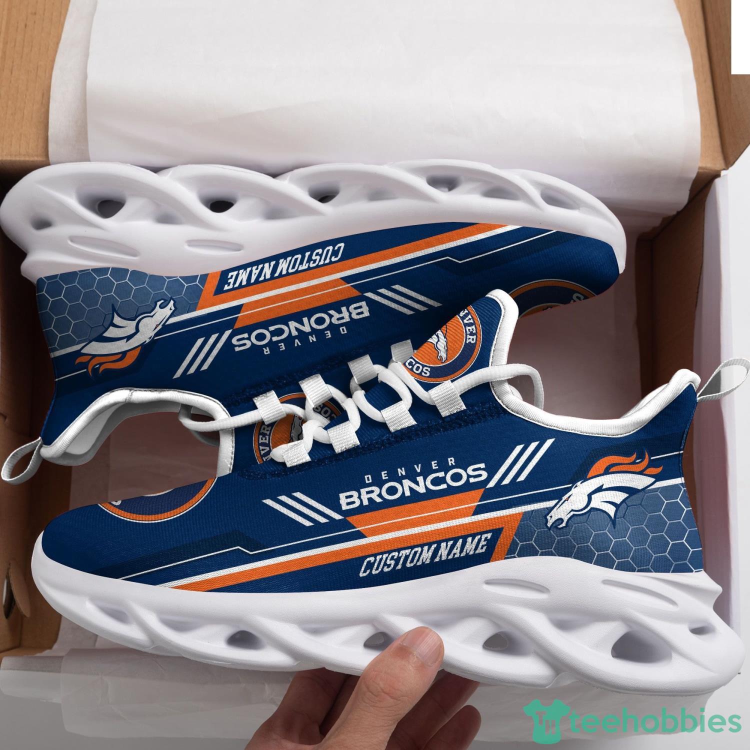 NFL Football Fan Denver Broncos Custom Name Max Soul Sneaker Shoes Product Photo 1
