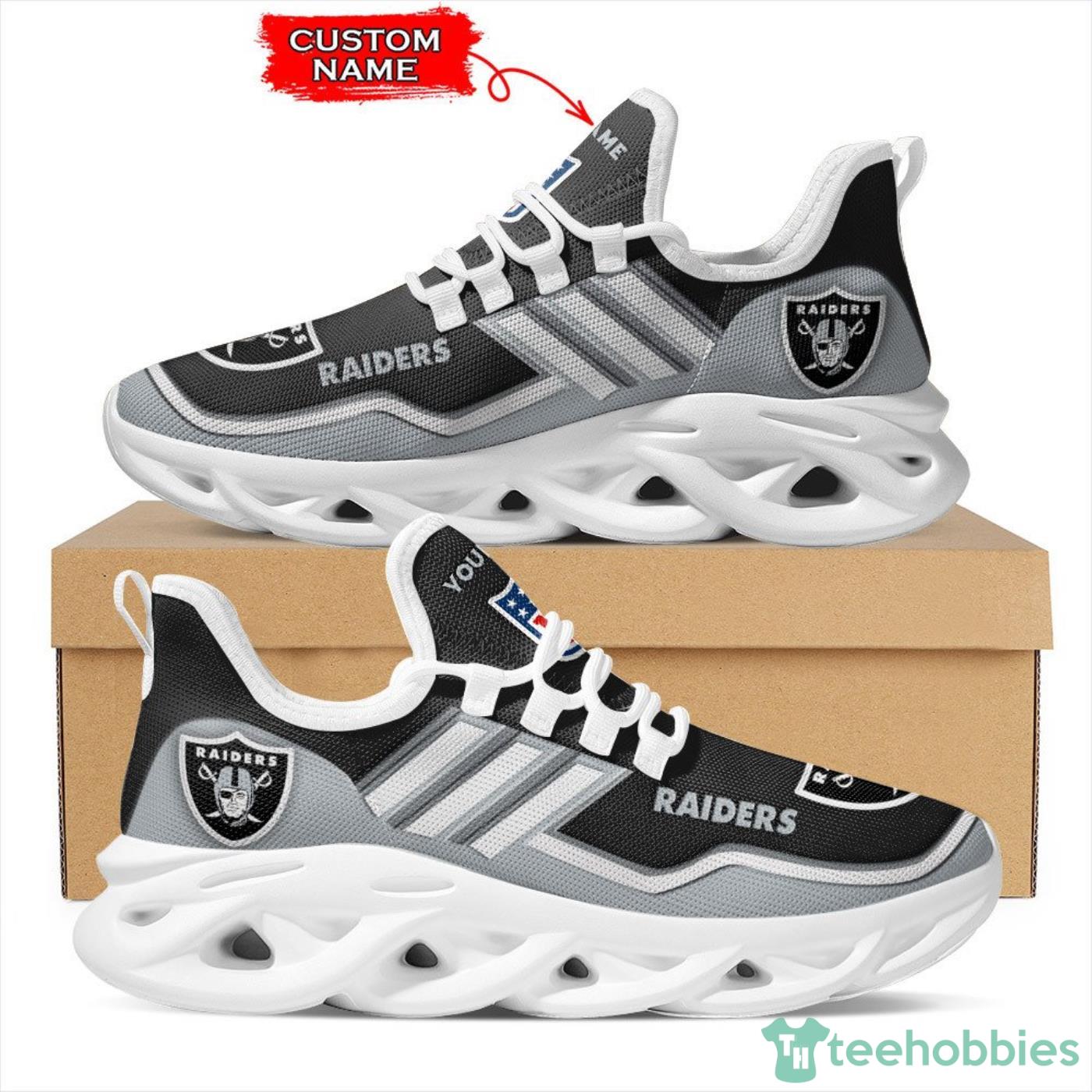 NFL Las Vegas Raiders Max Soul Sneaker Custom Name For Fans Product Photo 1