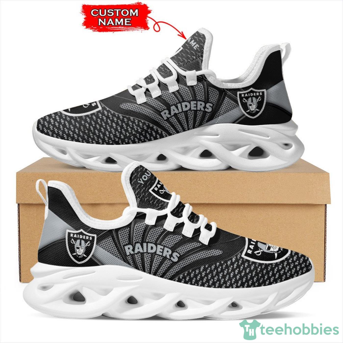 NFL Las Vegas Raiders Team Custom Name Max Soul Sneaker Product Photo 1