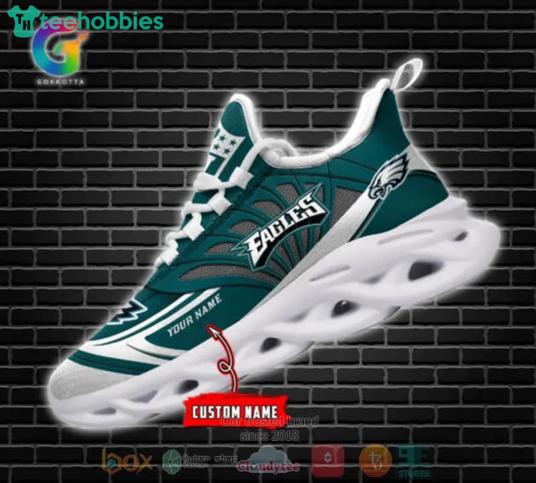 Personalize NFL Philadelphia Eagles White Green Max Soul Shoes