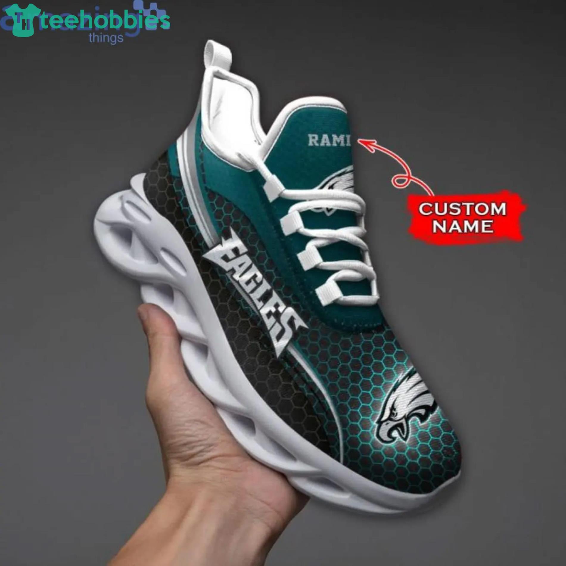 NFL Philadelphia Eagles Custom Name Green Black Max Soul Shoes