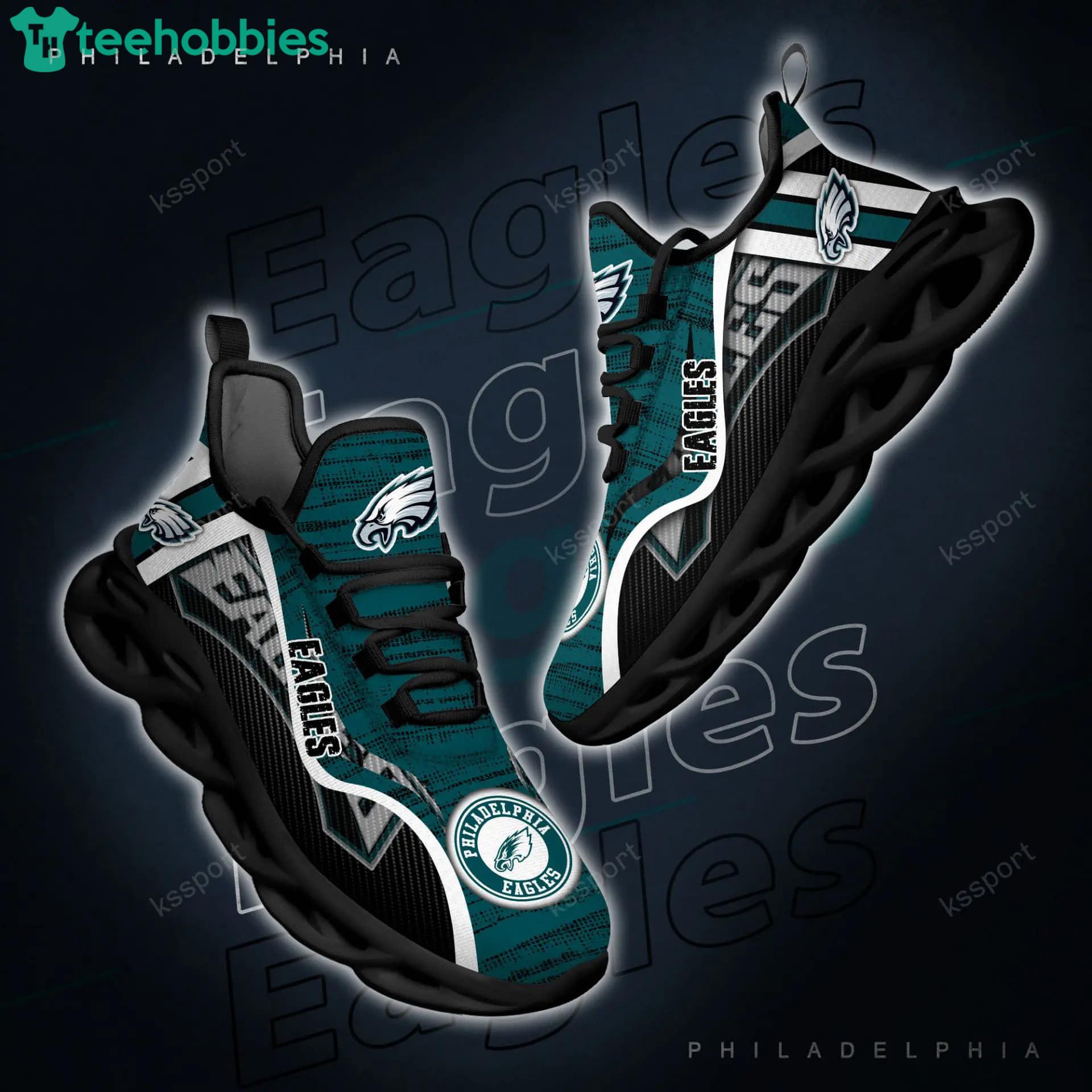 Personalized Nike Rugby Ball Logo Beside Philadelphia Eagles Max Soul Shoes  - Teexpace