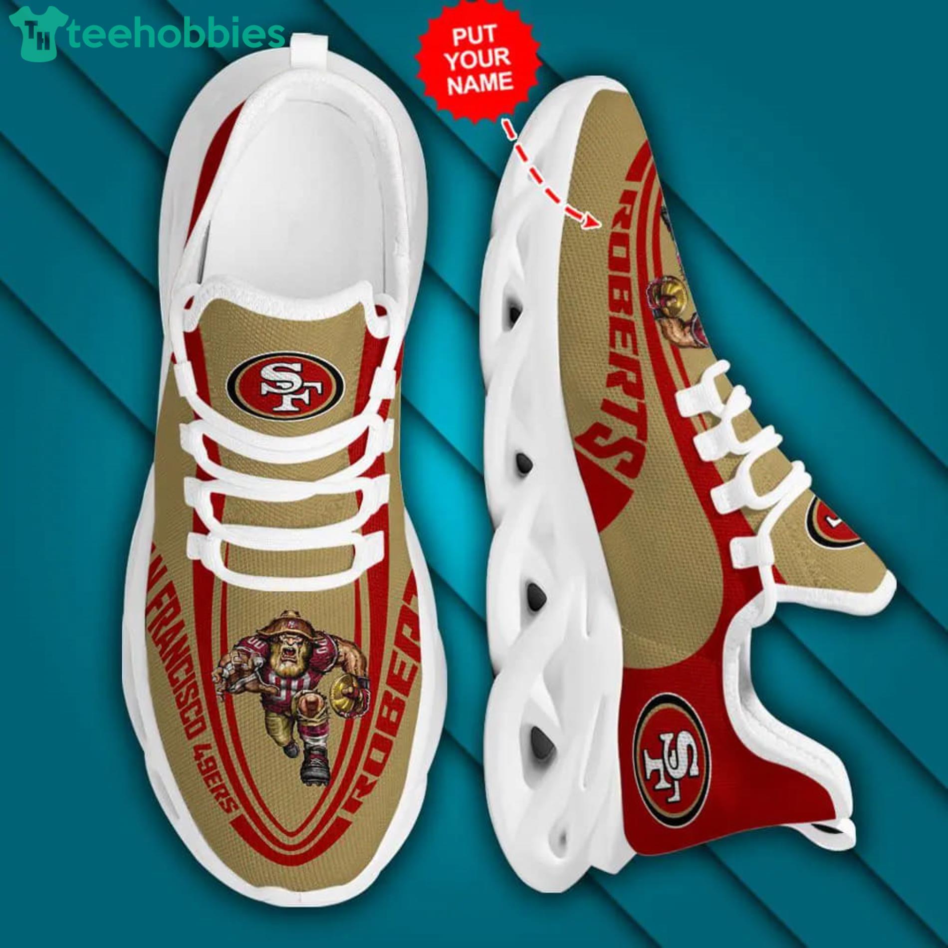NFL San Francisco 49ers Custom Name Golden Pattern Max Soul Shoes Gift For Fans Sport Product Photo 1