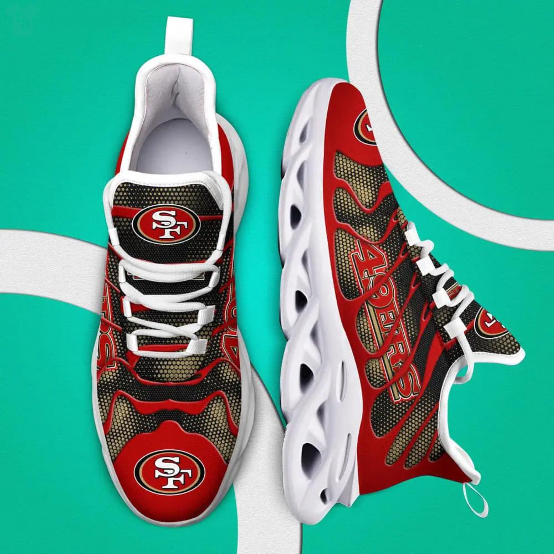 NFL San Francisco 49ers Red Net Golden Max Soul Shoes Gift For Fans Sport Product Photo 1