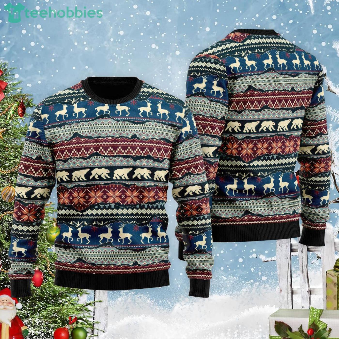 Nordic Style Fabric Patchwork Christmas Pattern Ugly Christmas Sweater