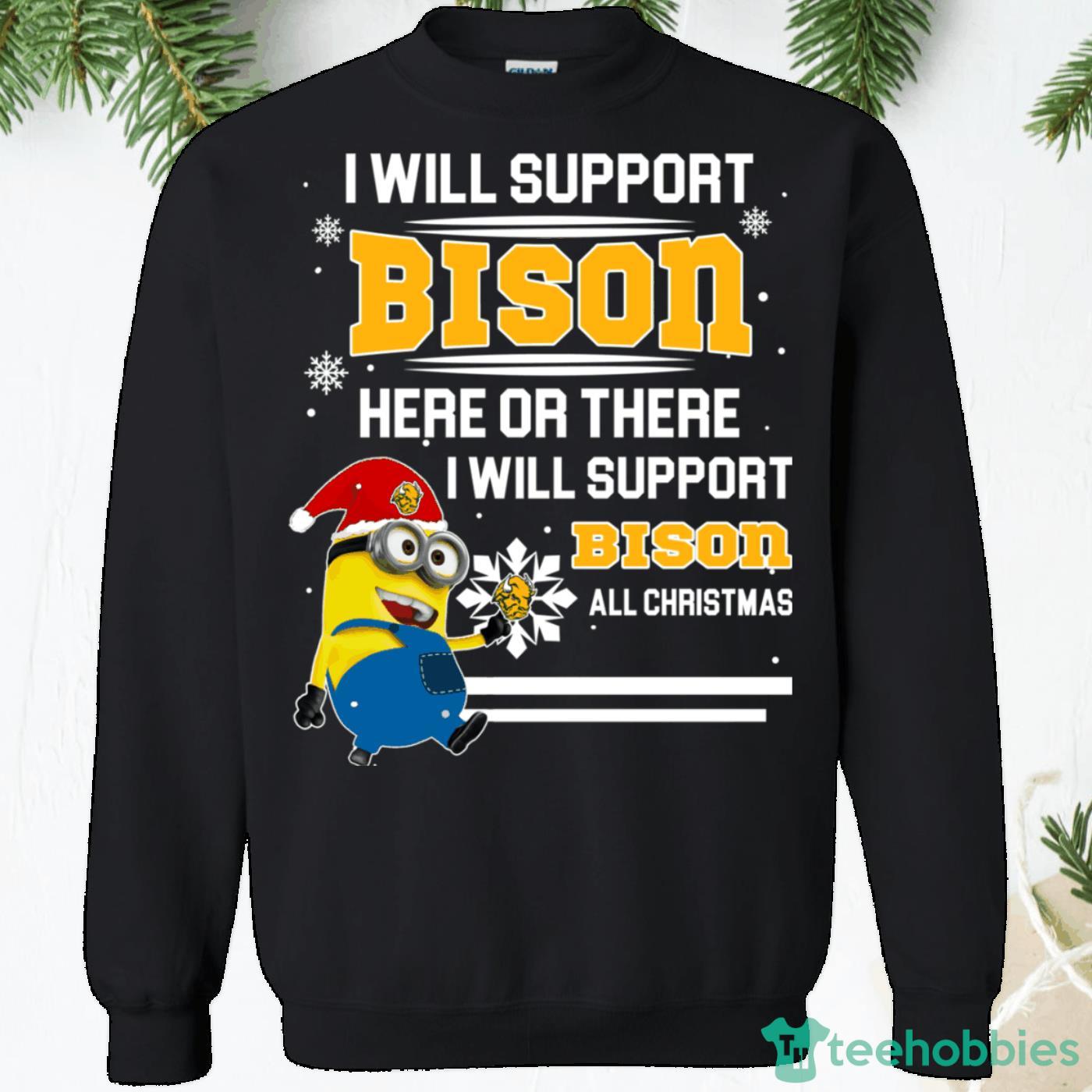 North Dakota State Bison Minion Christmas Sweatshirt Product Photo 1