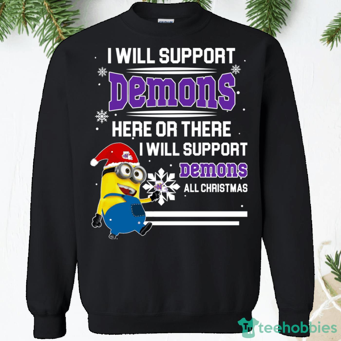 Northwestern State Demons Minion Christmas Sweatshirt Product Photo 1