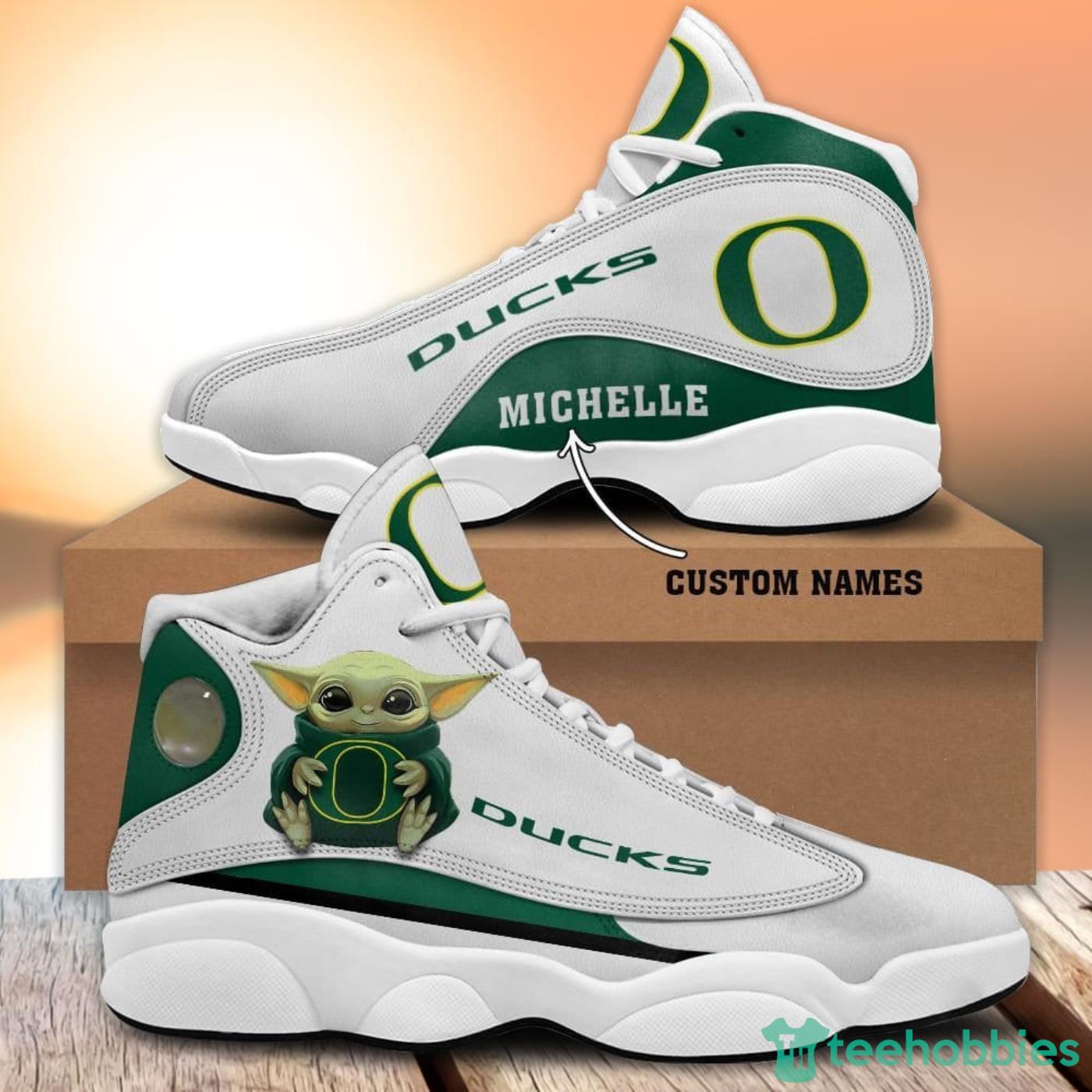 Oregon Ducks Fans Custom Name Air Jordan 13 Sneaker Shoes