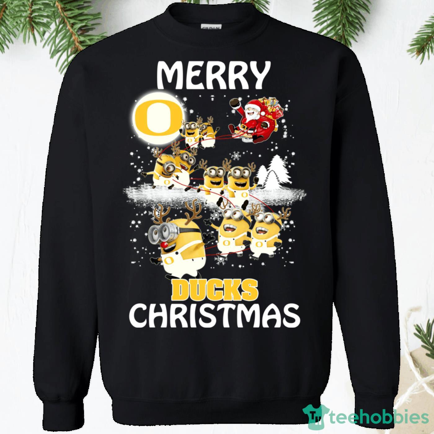 Oregon Ducks Minions Santa Claus Christmas Sweatshirt Product Photo 1
