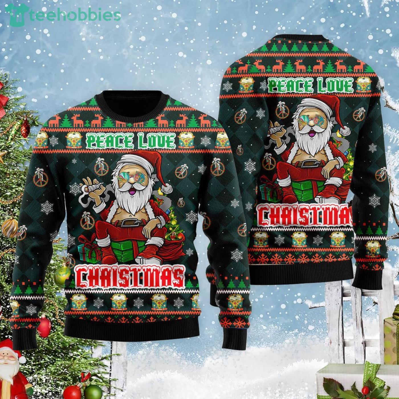 Hippie Santa Bus Peace Ugly Christmas Sweater - Anynee