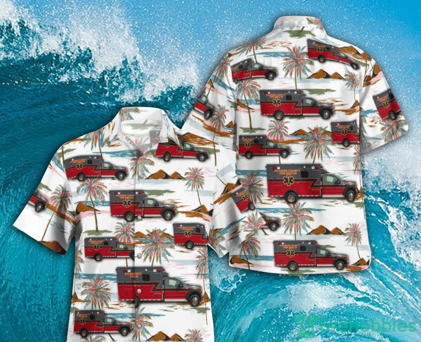 Pickens County Fire And Rescue Palm Tree Pattern Hawaiian Shirt Product Photo 1 Pickens County Fire And Rescue Palm Tree Pattern Hawaiian Shirt Product Photo 1