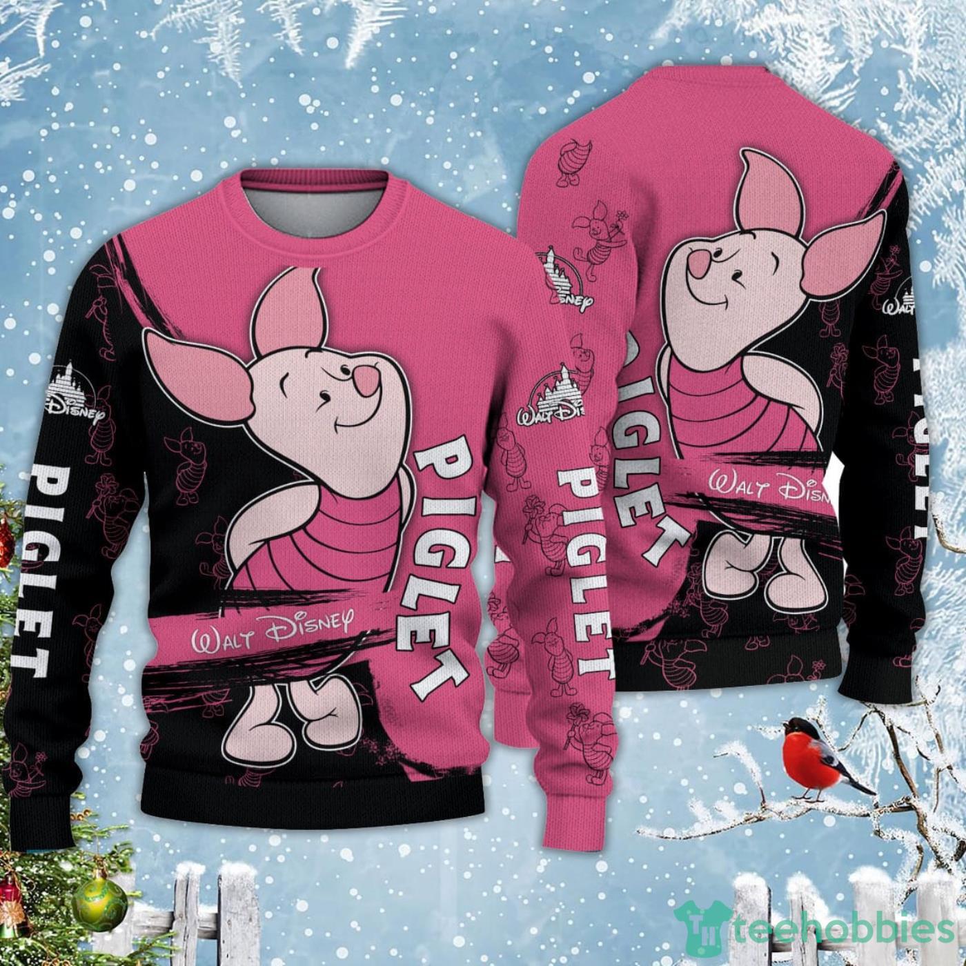 Piglet Black Pink Disney Carrtoon Lover Ugly Christmas Sweater Product Photo 1