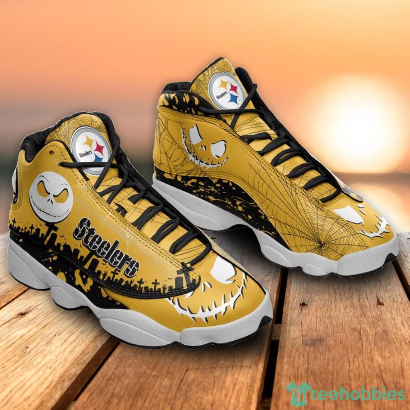 Pittsburgh steelers logo black yellow air jordan 13 shoes in 2023