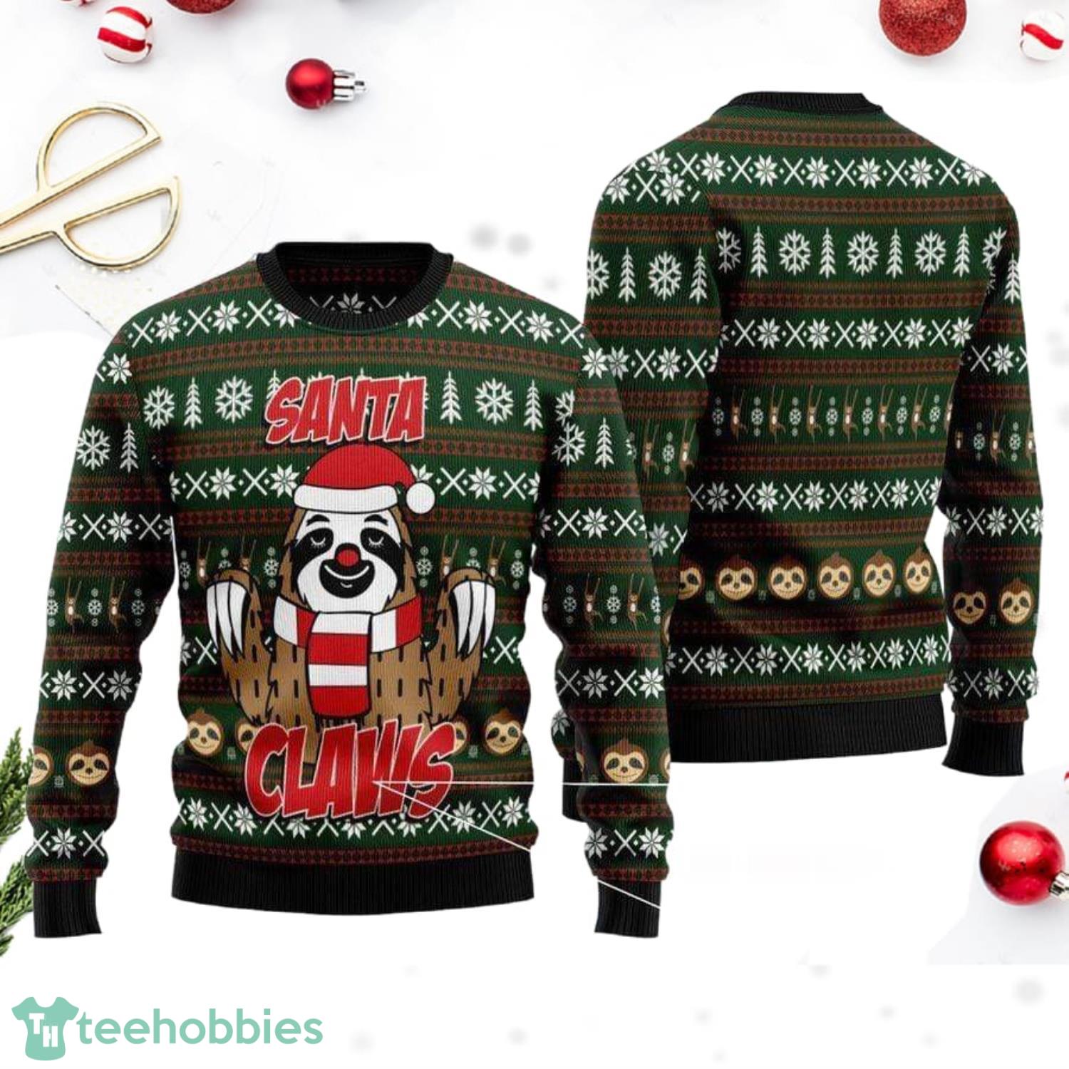 Sloth Santa Claws Knitting Pattern Christmas Ugly Sweater Product Photo 1 Sloth Santa Claws Knitting Pattern Christmas Ugly Sweater Product Photo 1