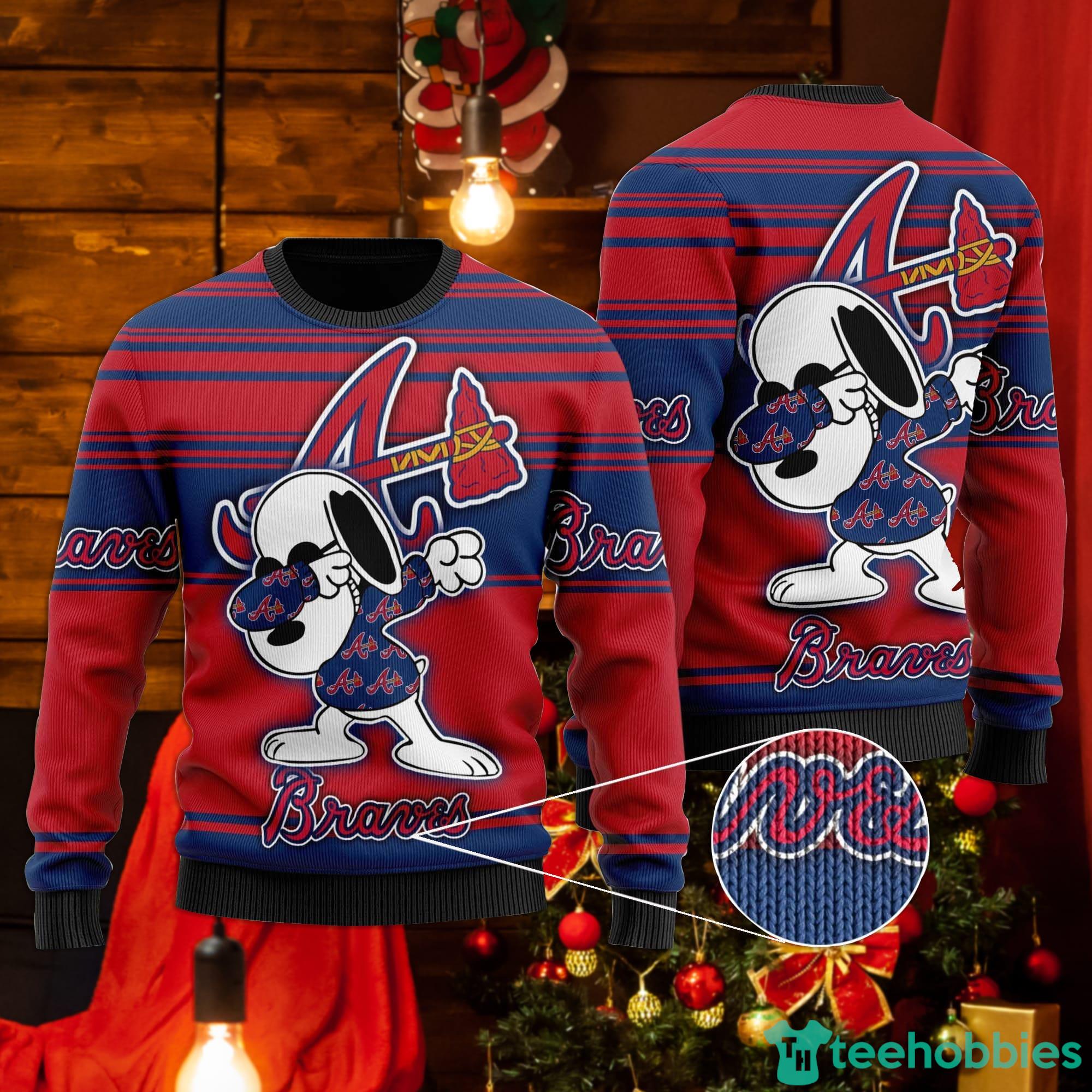 Snoopy Love Atlanta Braves Ugly Christmas Sweater Product Photo 1