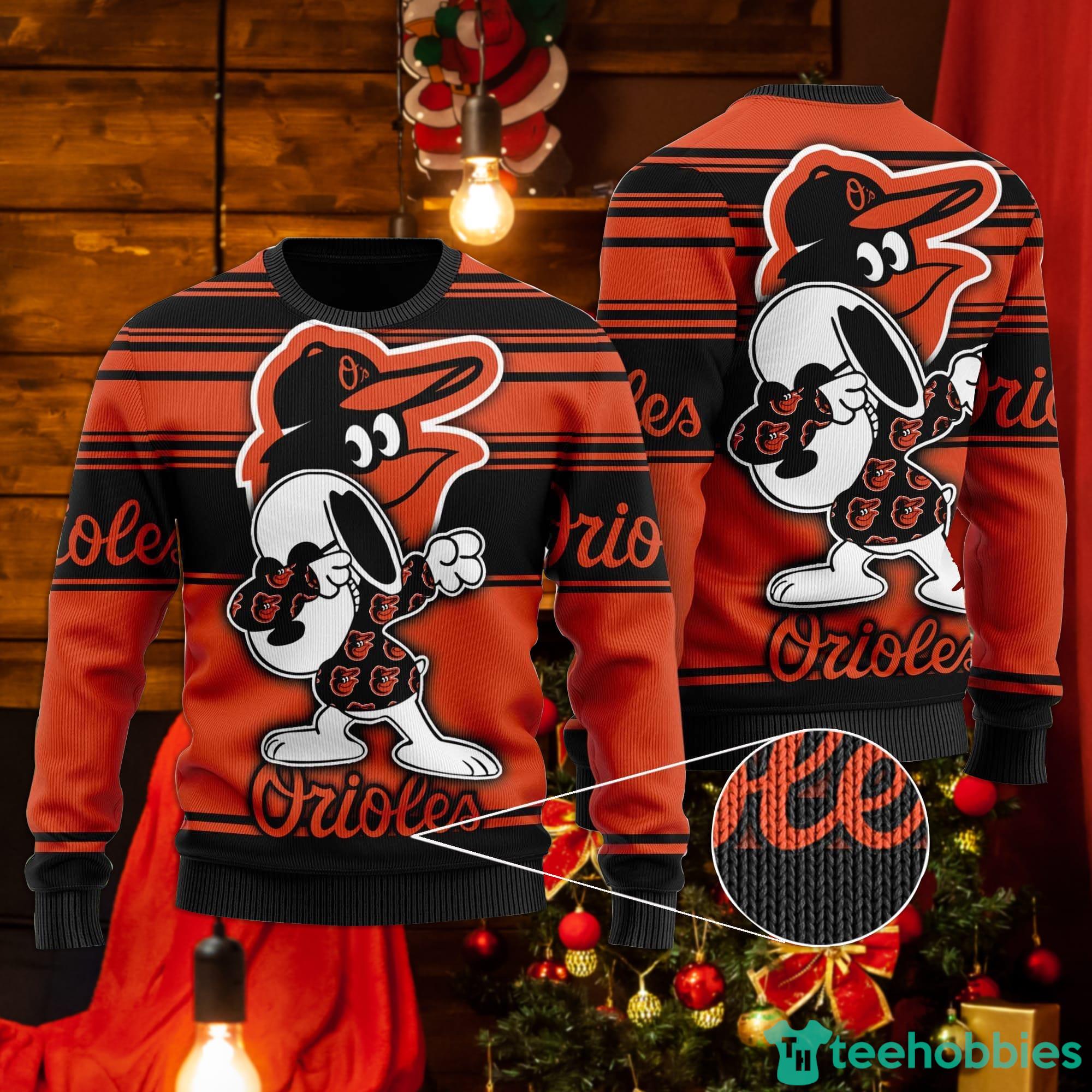 Snoopy Love Baltimore Orioles Ugly Christmas Sweater Product Photo 1