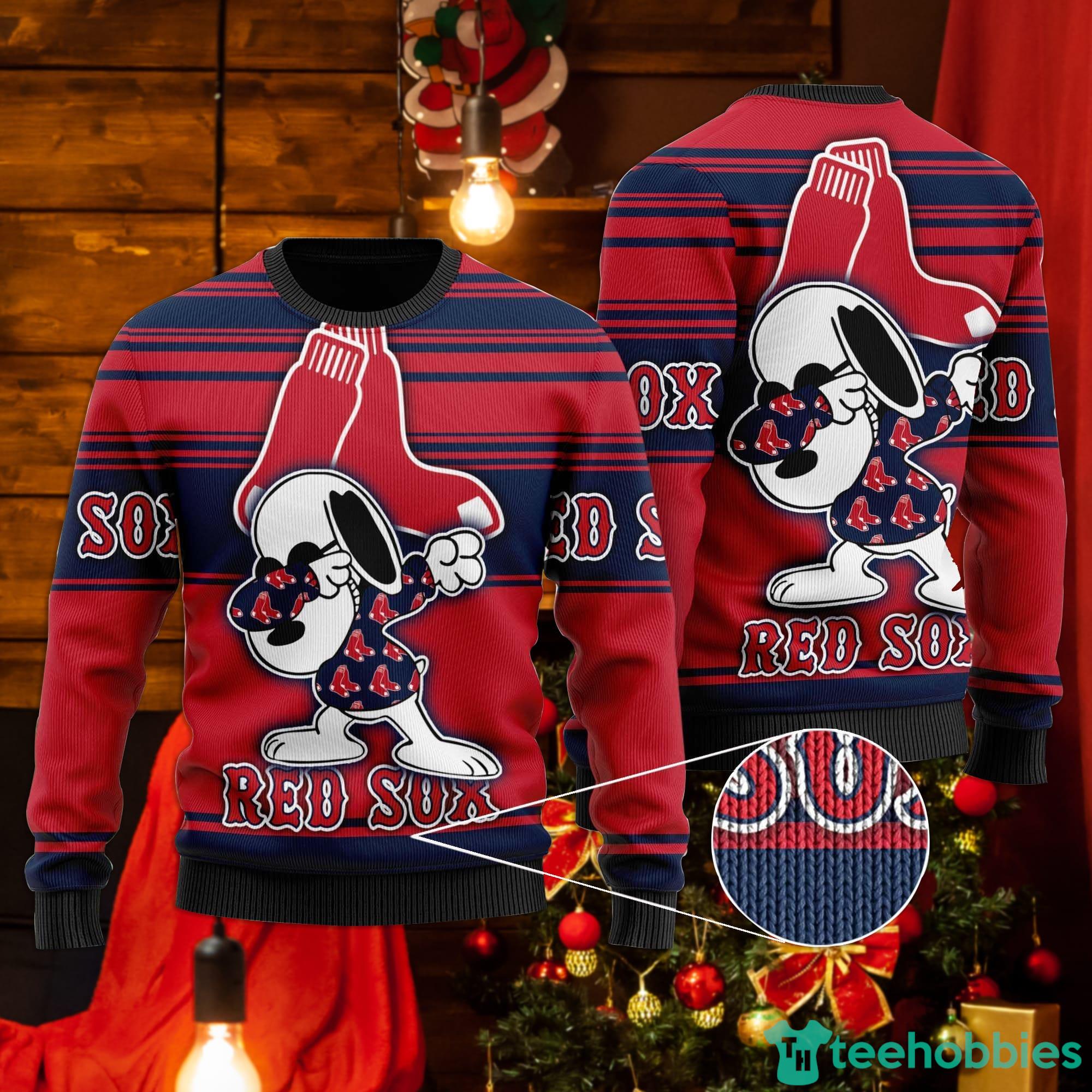 Snoopy Love Boston Red Sox Ugly Christmas Sweater Product Photo 1