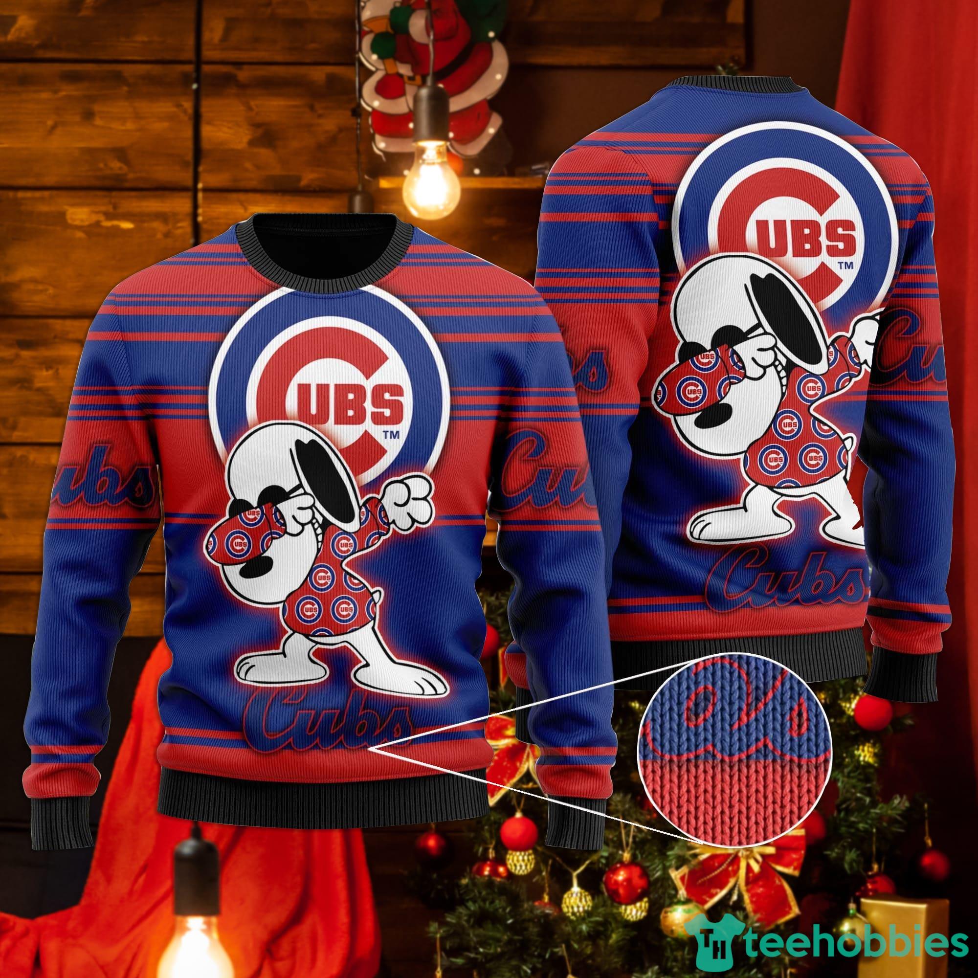 Snoopy Love Chicago Cubs Ugly Christmas Sweater Product Photo 1