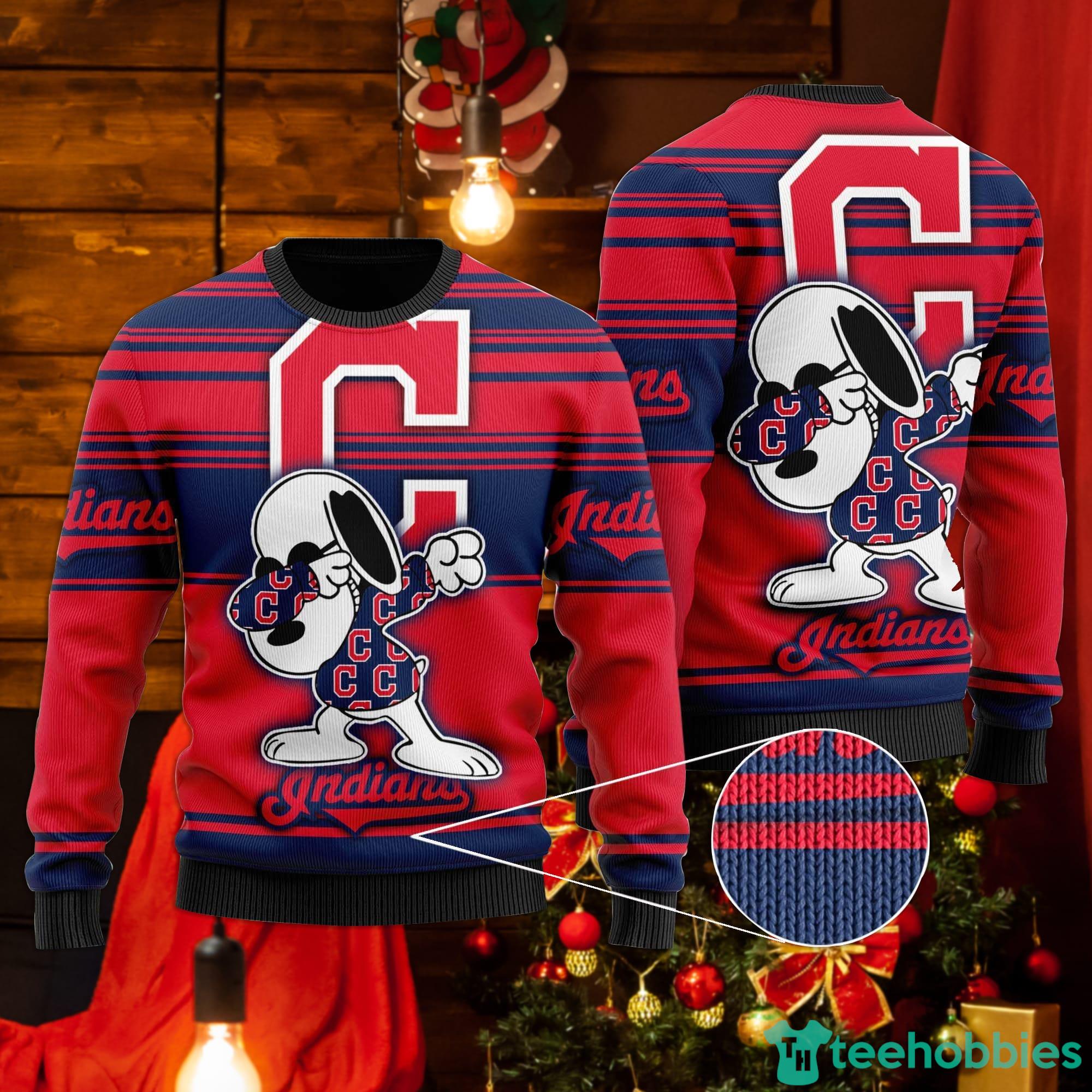 Snoopy Love Cleveland Indians Ugly Christmas Sweater Product Photo 1