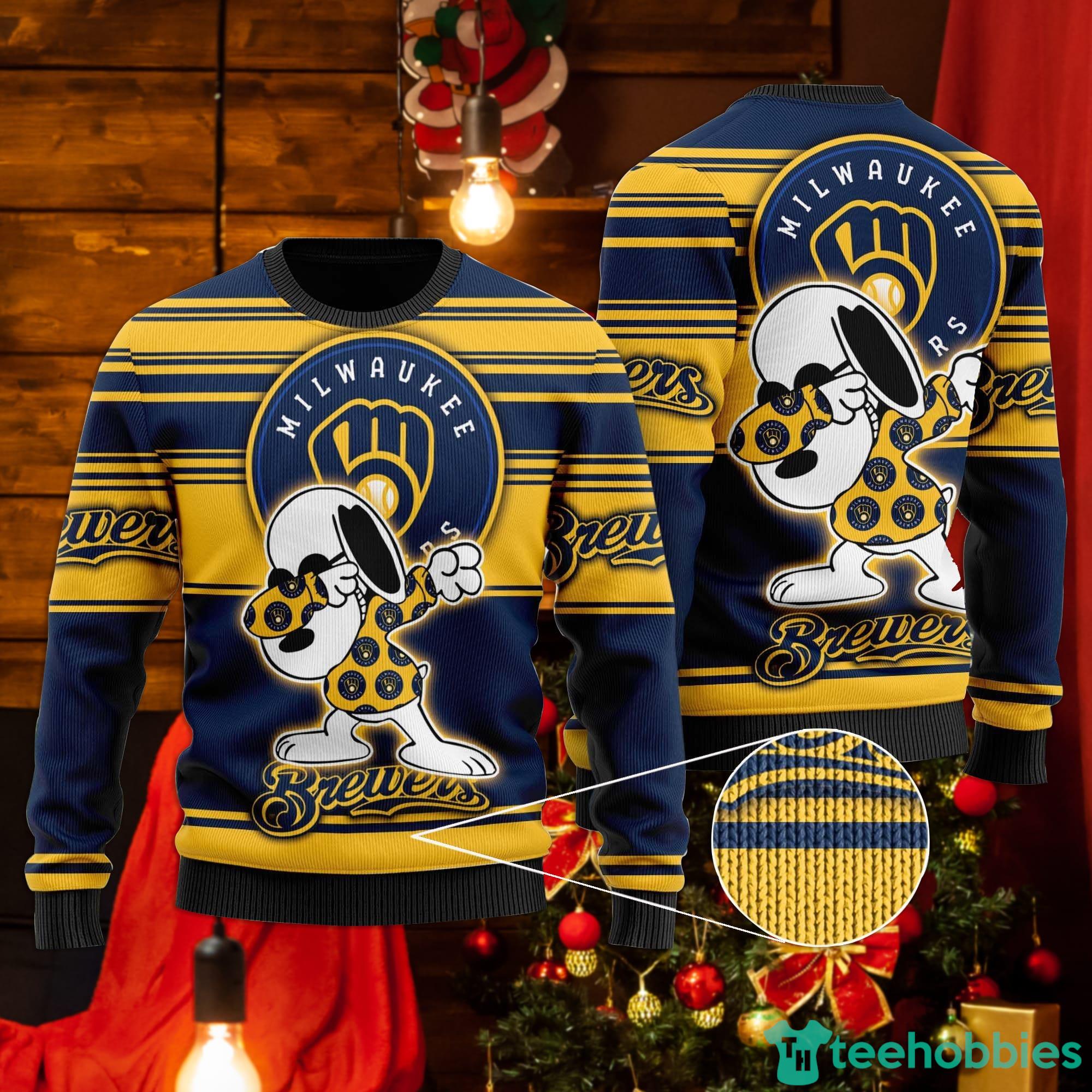Snoopy Love Milwaukee Brewers Ugly Christmas Sweater Product Photo 1