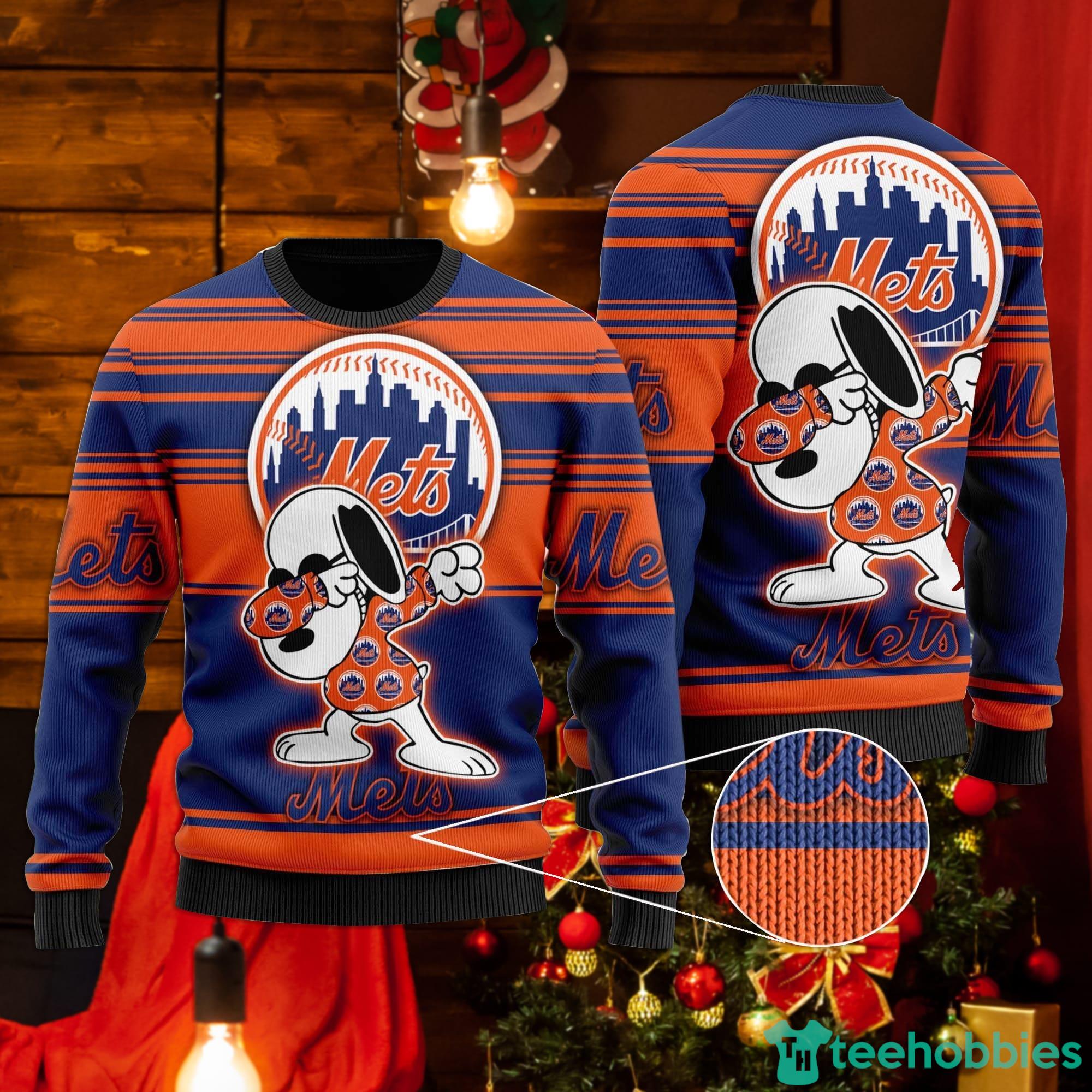 Snoopy Love New York Mets Ugly Christmas Sweater Product Photo 1