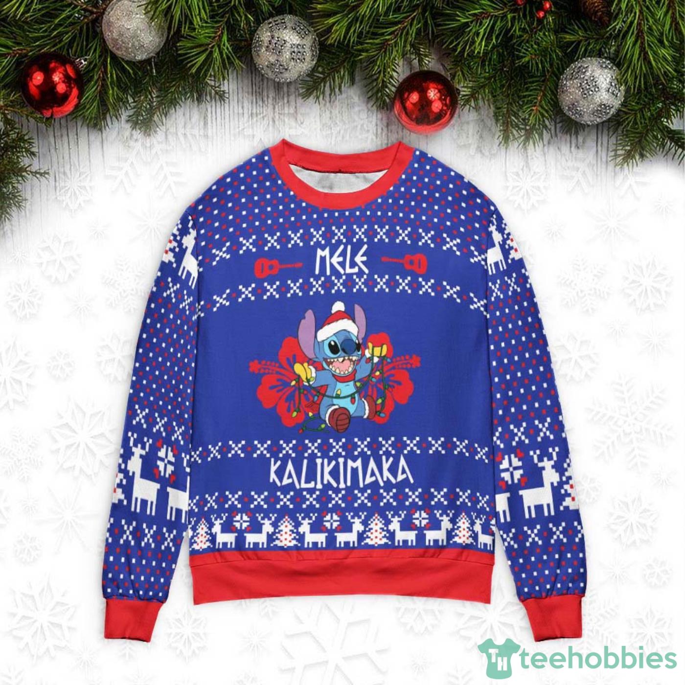 Stitch Mele Kalikimaka Christmas Gift Ugly Christmas Sweater Product Photo 1