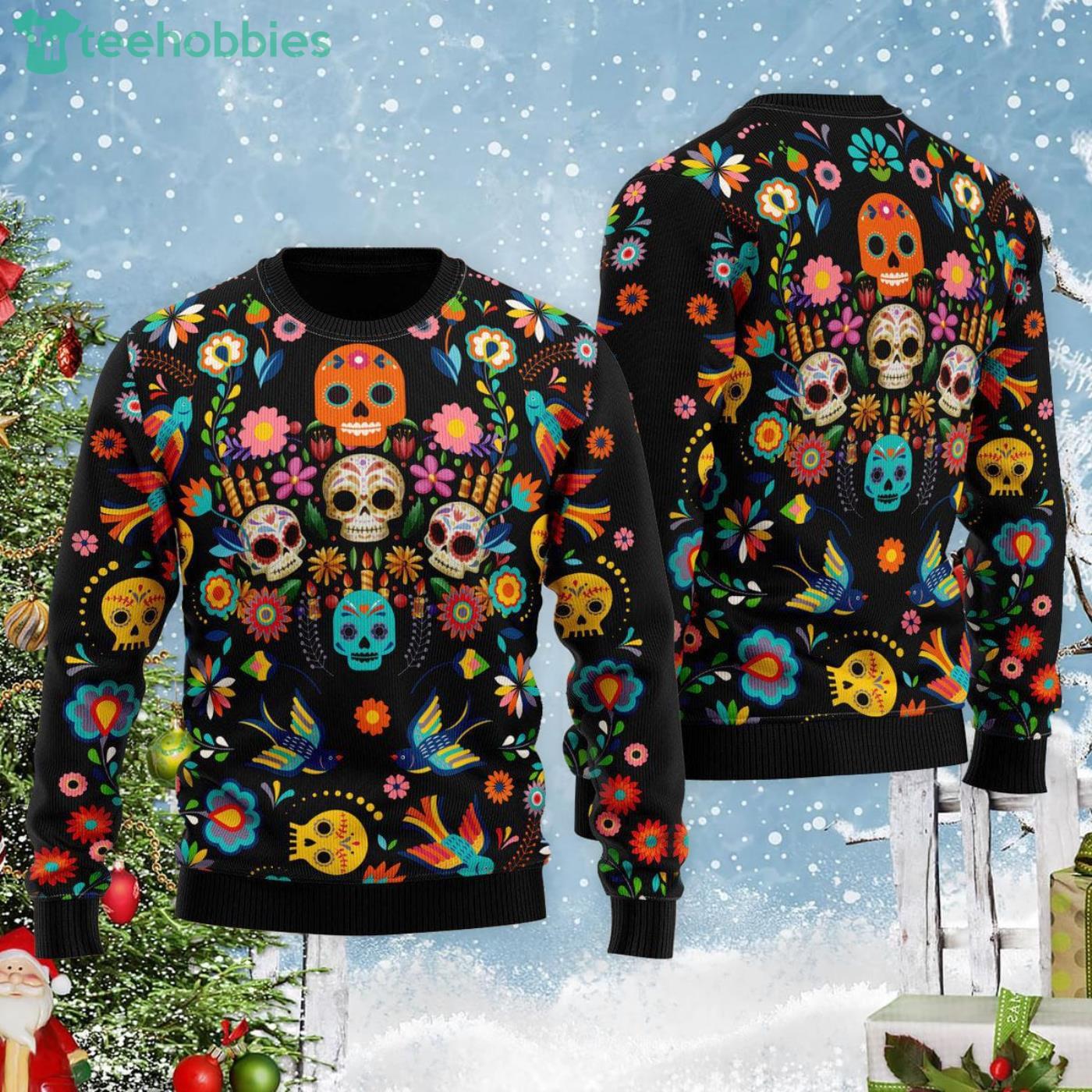 Pittsburgh Steelers Skull Flower Ugly Christmas Ugly Sweater - teejeep