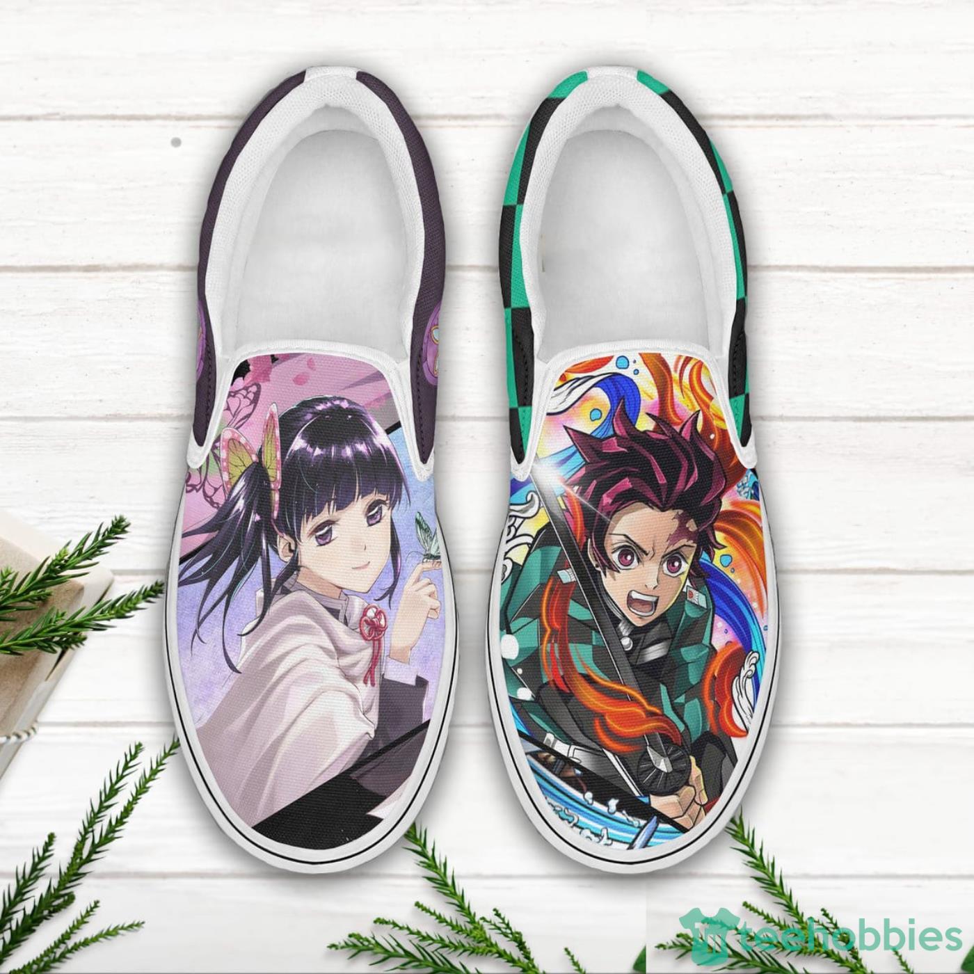 Tanjiro Kamado x Kanao Tsuyuri Shoes Custom Demon Slayer Anime Slip On ...