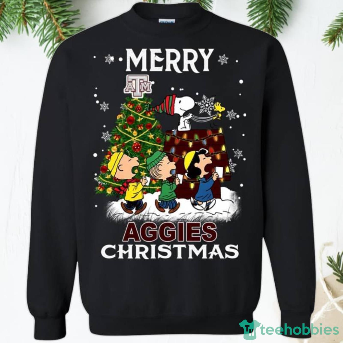 Texas Atm Aggies Snoopy And Friends Merry Christmas Funny Gift Sweatshirt - texas-atm-aggies-snoopy-and-friends-merry-christmas-funny-gift-sweatshirt-1