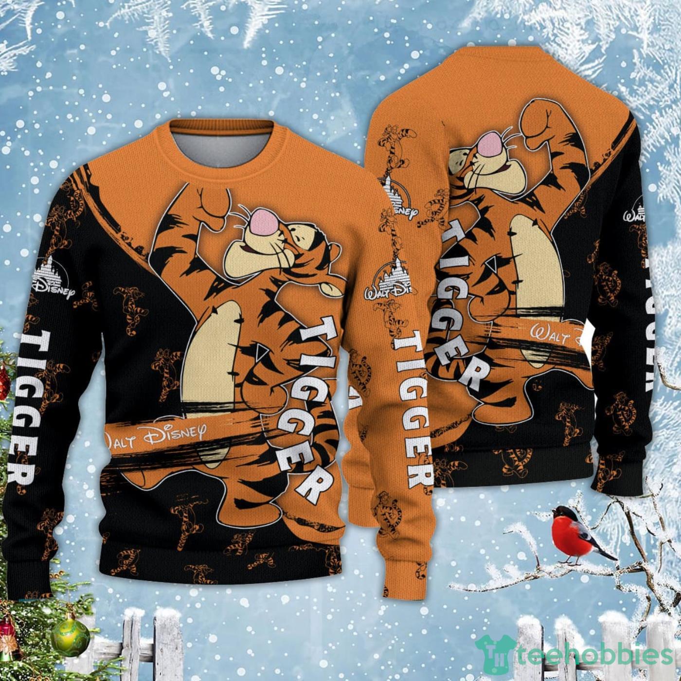 Tigger Orange Black Disney Carrtoon Lover Ugly Christmas Sweater Product Photo 1